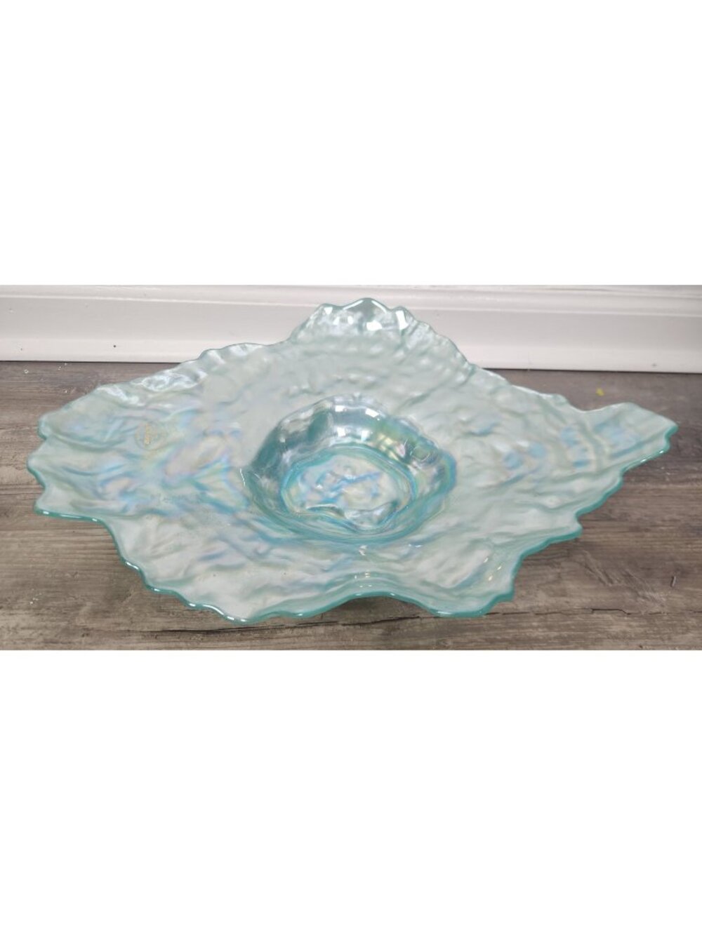 Akcam Hand Made Sea Green Teal Glass 15.5 inch Bowl